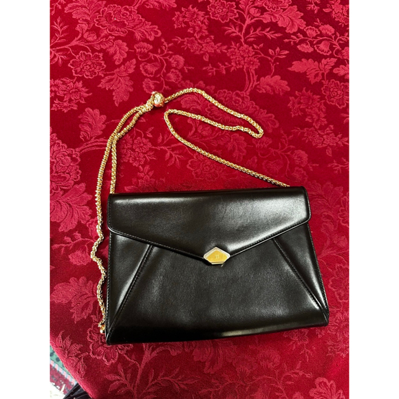Bally Handbags - Bally Black Leather Clutch with Unbranded Adjustable Gold Chain